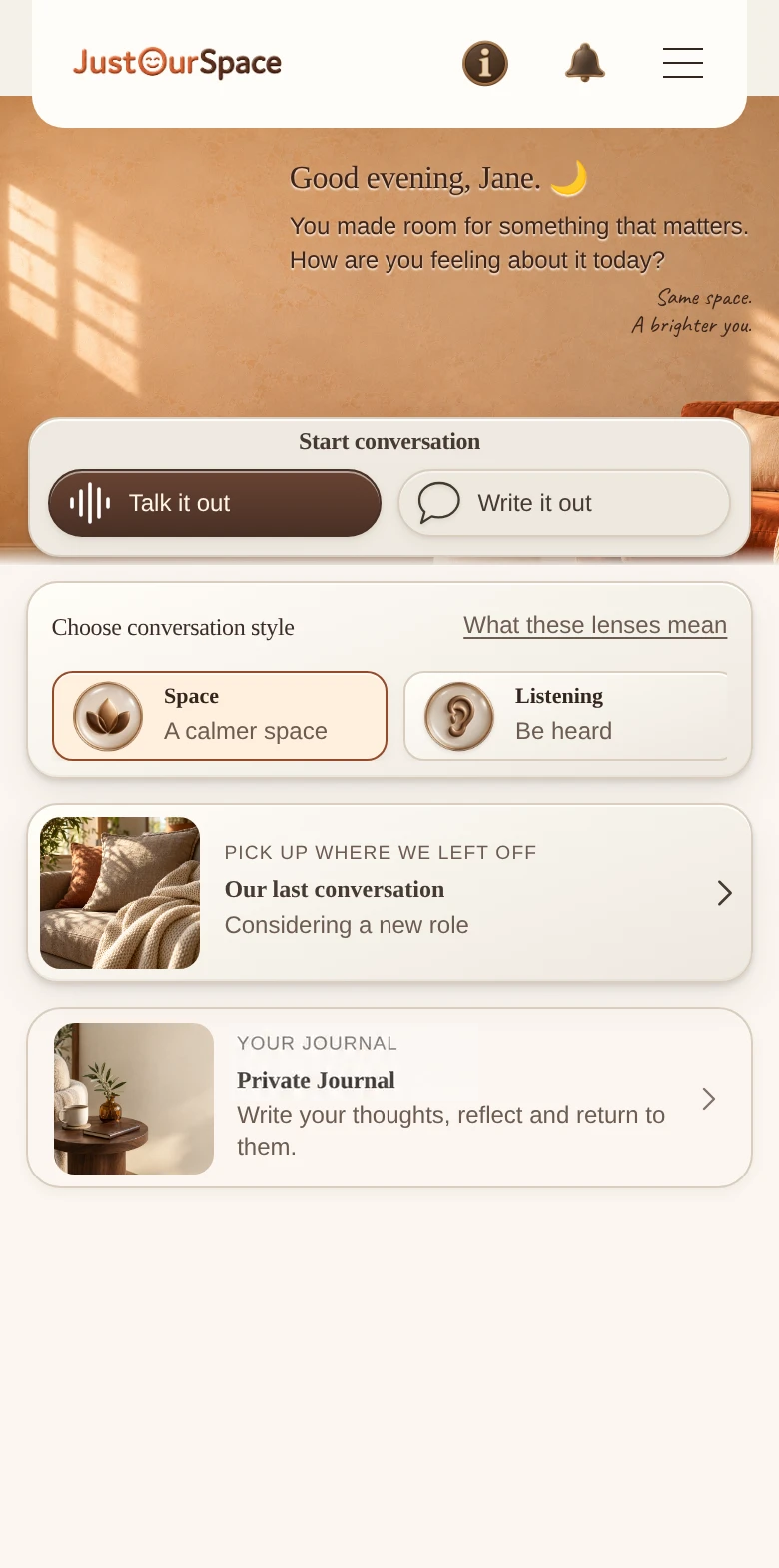 In JustOurSpace: Sprache, Text, privates Tagebuch und Gesprächsstile.